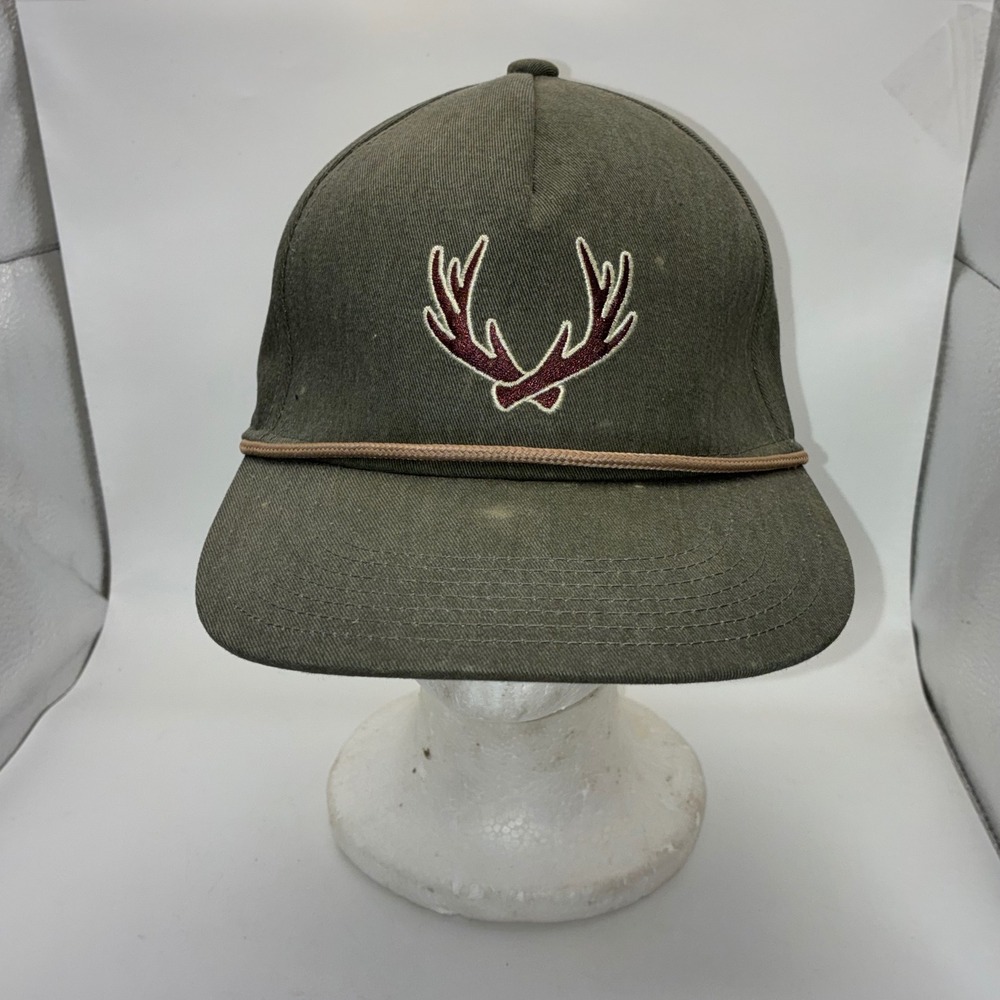 Burlebo Antler Logo Rope Hat Olive Green Snapback Adjustable‎ Hunting Cap Mens